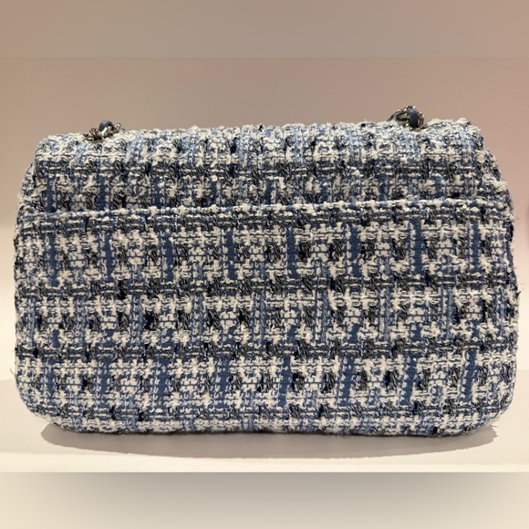 Karl Lagerfeld Blue and White Tweed Shoulder Bag - Picture 2 of 11